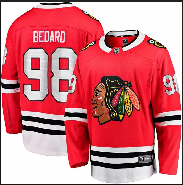 2023 NHL Men Fanatics Chicago Blackhawks 98 Connor Bedard Draft Home Breakaway red Jersey